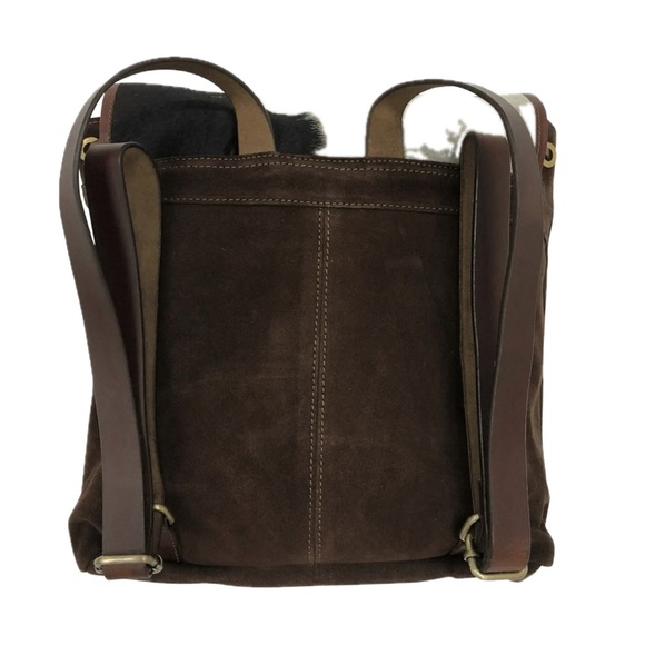 New Huntley Equestrian Suede Leather Cowhide Designer Shoulder Backpack - Picture 5 of 8